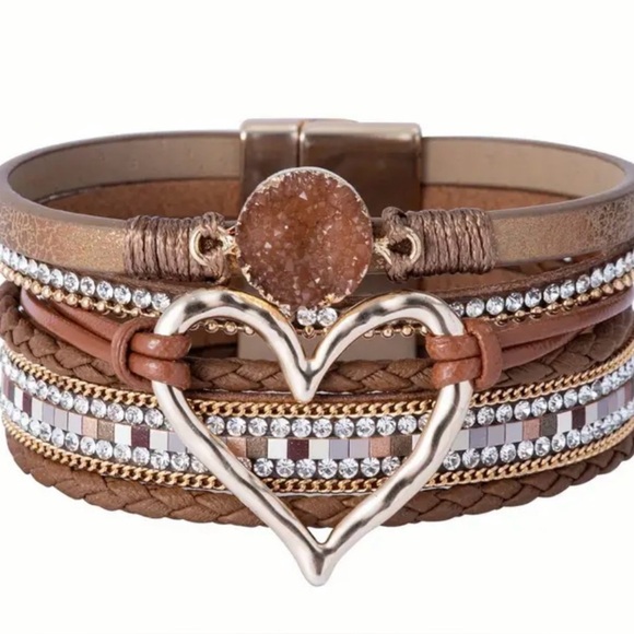 Bohemian Multi-layer Leather Fashion Bracelet Brown NEW - Picture 1 of 2